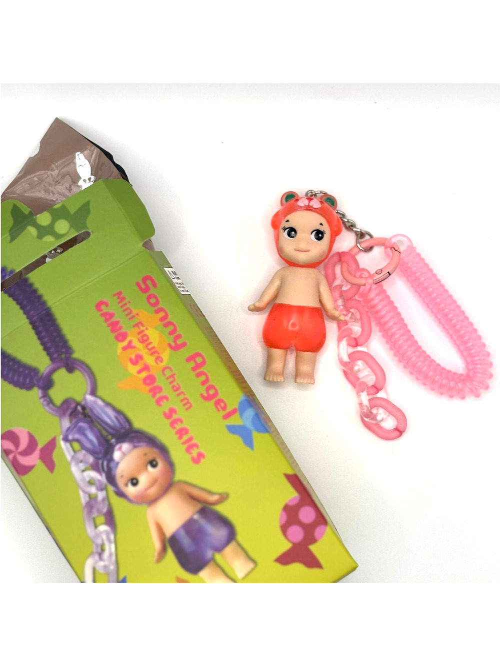 New Kawaii Cupid Angel Mini Figure Keychain in Pink Bear, Cute Toy, Gift